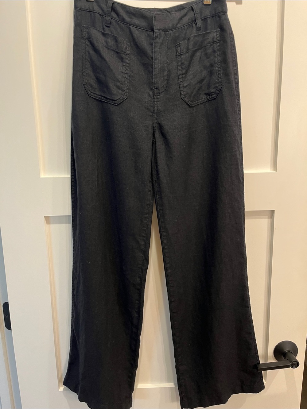 Madewell Patch Pocket Linen Pant Black 0P like new!